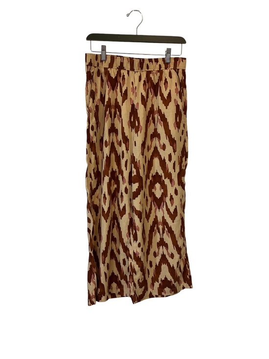 Nicole Miller Pants - Nicole Miller Wide Leg Pants Linen Boho Retro Cottagecore Tan Brown Ikat Print S